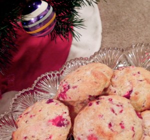 cranberry scones under the Christmas tree