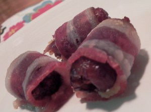 Bacon-Wrapped Feta & Almond Stuffed Dates via thepajamachef.com