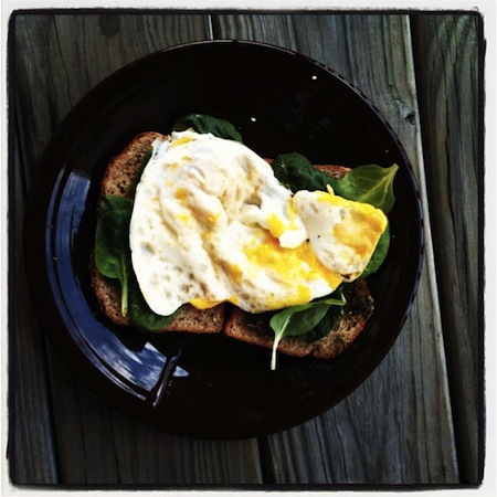 Fried Eggs on Pesto Parmesan Toast