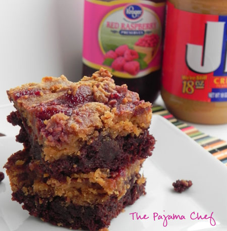 PB + J Brownies via thepajamachef.com