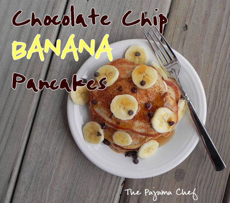 Light and Fluffy Chocolate Chip Banana Pancakes - one of my favorite pancake recipes of all time! via thepajamachef.com