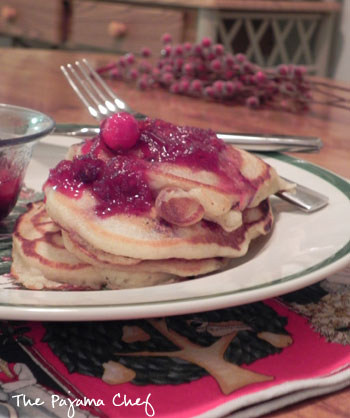 Cranberry Orange Pancakes with Cranberry Maple Syrup | The Pajama Chef