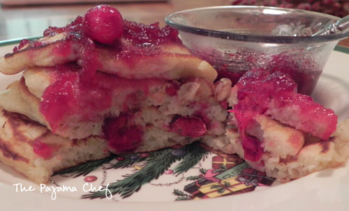 Cranberry Orange Pancakes with Cranberry Maple Syrup | The Pajama Chef