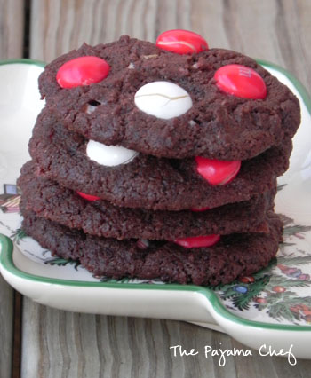 White Chocolate Peppermint M&M Cookies | The Pajama Chef