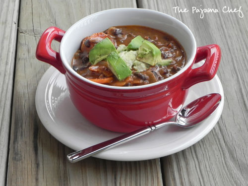Chipotle Black Bean Soup with Avocado Cream | The Pajama Chef