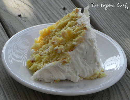 Lemon Cake with Lemon Curd Filling and Vanilla Buttercream Frosting | The Pajama Chef
