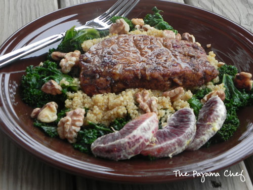 Pork Chops with Quinoa, Kale, and Blood Orange | The Pajama Chef
