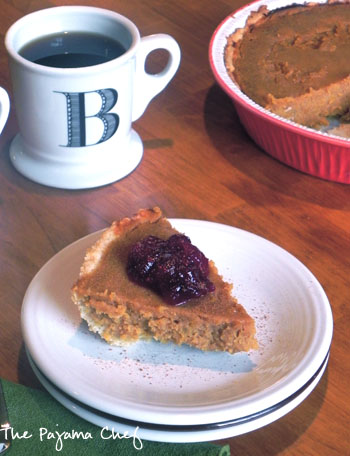 sweet potato pie with cranberry compote | thepajamachef.com
