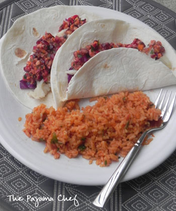 Baked Fish Tacos with Cranberry Salsa | thepajamachef.com