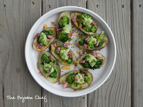Broccoli Stuffed Loaded Potato Skins | thepajamachef.com