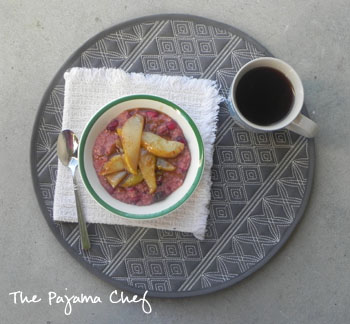 Cranberry Steel Cut Oats with Caramelized Pears | thepajamachef.com