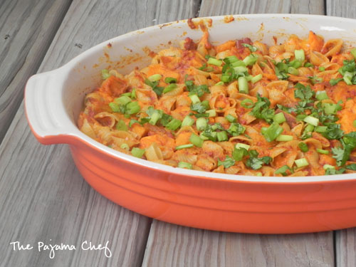 Sweet Potato Chorizo Chile Mac | thepajamachef.com