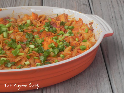 Sweet Potato Chorizo Chile Mac | thepajamachef.com