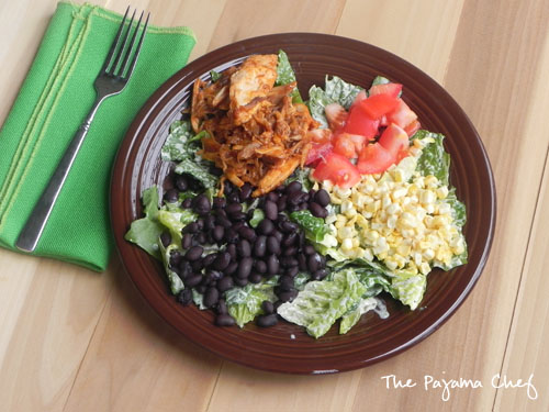 BBQ Chicken Salad with Jalapeno Basil Ranch Dressing | thepajamachef.com #mysterydish #salad #summer