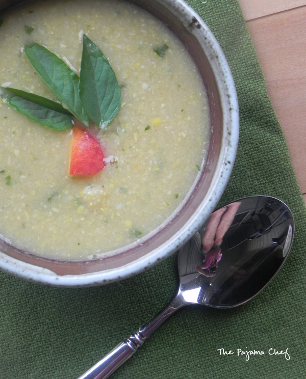 Sweet Corn Soup with Peaches | thepajamachef.com