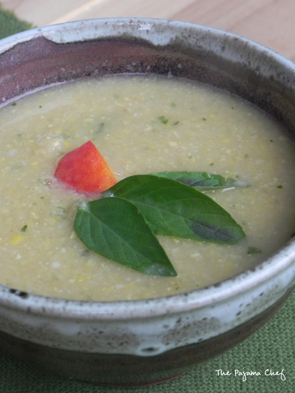 Sweet Corn Soup with Peaches | thepajamachef.com