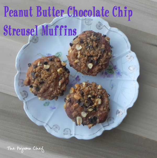 Peanut Butter Chocolate Chip Streusel Muffins | thepajamachef.com