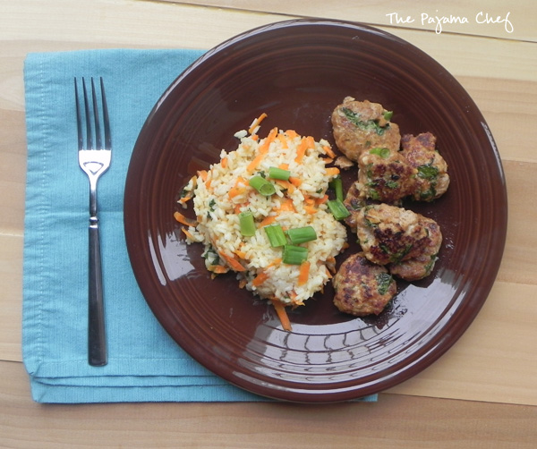 Asian Turkey Meatballs with Carrot Rice | thepajamachef.com