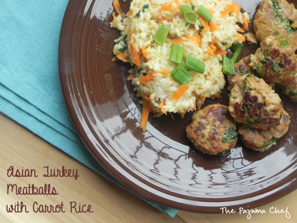 Asian Turkey Meatballs with Carrot Rice | thepajamachef.com
