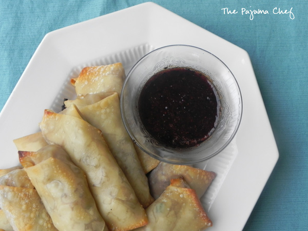 Baked Blueberry Pork Egg Rolls | thepajamachef.com #10DaysofTailgate