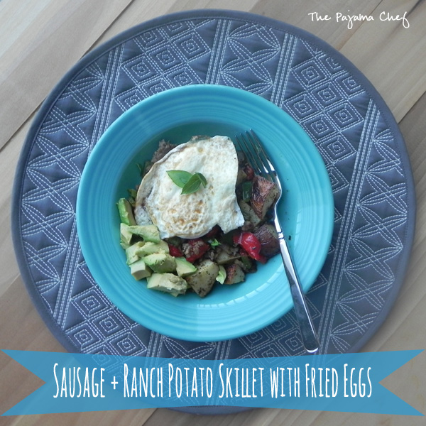 Sausage and Ranch Potato Skillet with Fried Eggs | thepajamachef.com