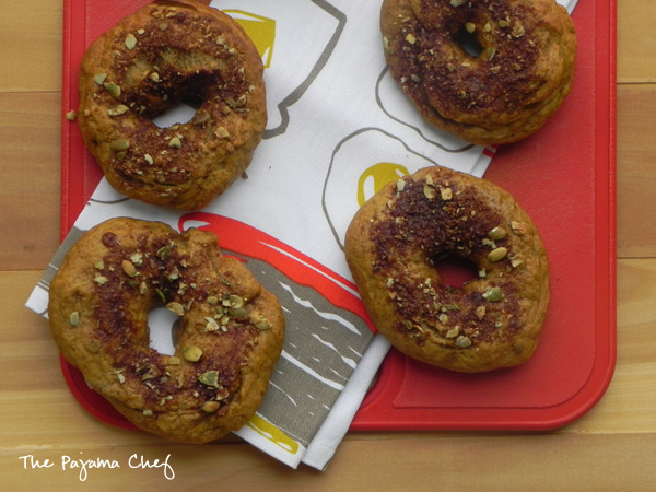 Pumpkin Bagels | thepajamachef.com