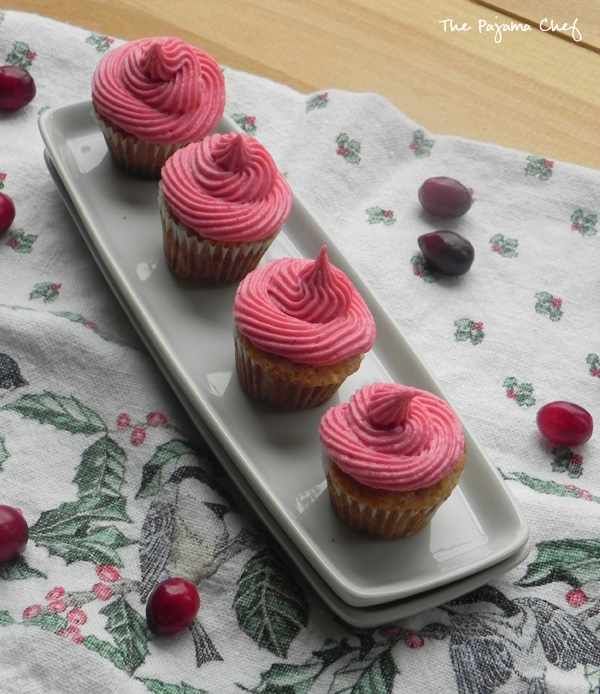 Mini Apple Cupcakes with Cranberry Buttercream | thepajamachef.com