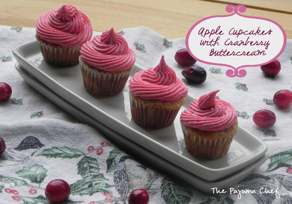 Mini Apple Cupcakes with Cranberry Buttercream | thepajamachef.com