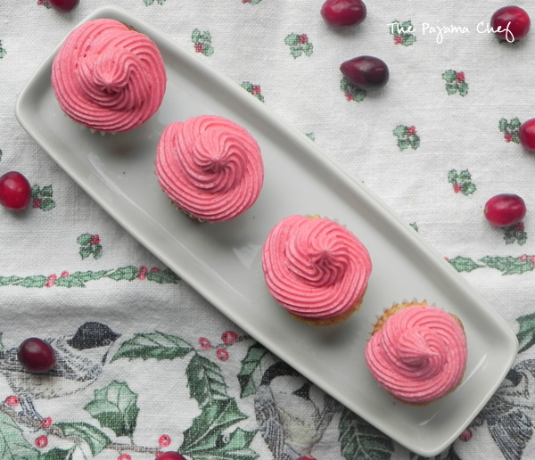 Mini Apple Cupcakes with Cranberry Buttercream | thepajamachef.com