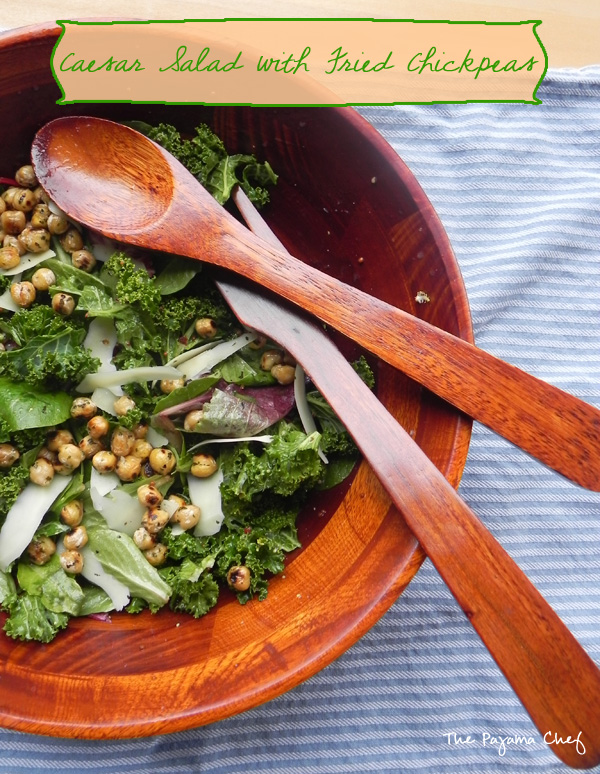 Caesar Salad with Fried Chickpeas | thepajamachef.com #TripleSBItes
