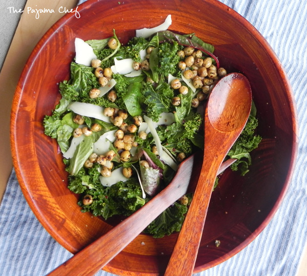 Caesar Salad with Fried Chickpeas | thepajamachef.com #TripleSBItes