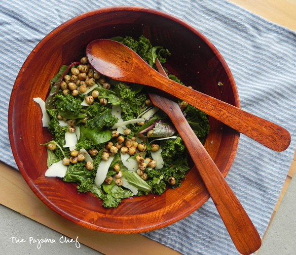 Caesar Salad with Fried Chickpeas | thepajamachef.com #TripleSBItes