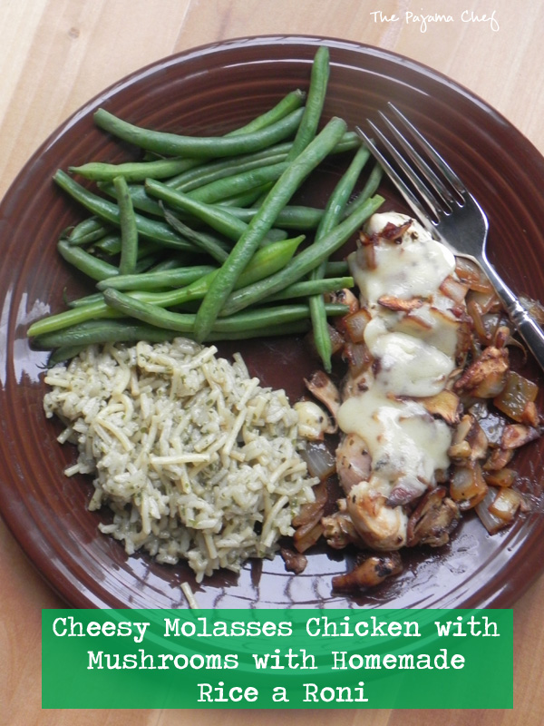 Cheesy Molasses Chicken with Mushrooms and Homemade Rice a Roni Mix | thepajamachef.com