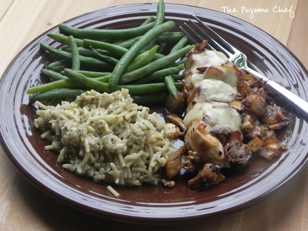 Cheesy Molasses Chicken with Mushrooms and Homemade Rice a Roni Mix | thepajamachef.com
