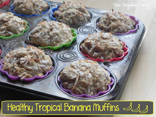 Healthy Tropical Banana Muffins | thepajamachef.com