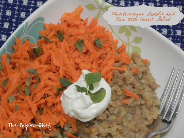 Mediterranean Lentils and Rice with Carrot Slaw | thepajamachef.com