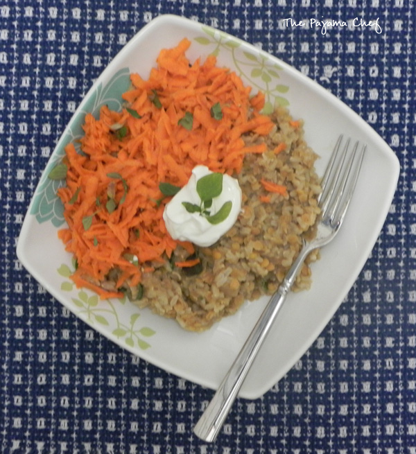 Mediterranean Lentils and Rice with Carrot Slaw | thepajamachef.com