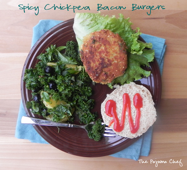 Spicy Chickpea Bacon Burgers | thepajamachef.com