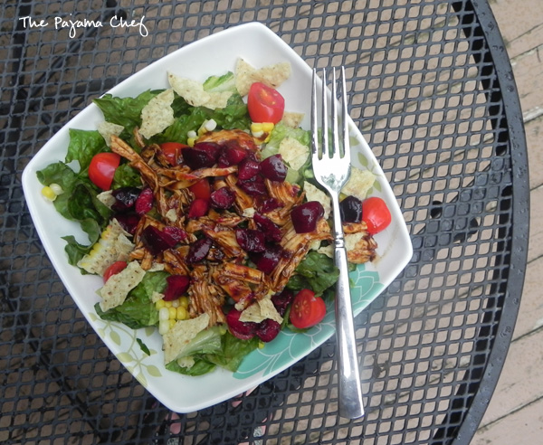 Cherry Chipotle Chicken Salad with Cherry Lime Salsa for #HotSummerEats | thepajamachef.com #salad #recipe #summer