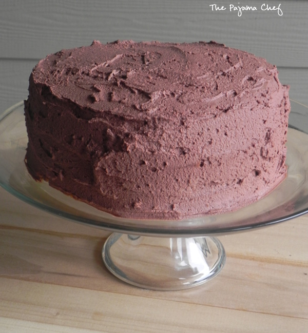 Yellow Birthday Cake with Whipped Chocolate Frosting | thepajamachef.com