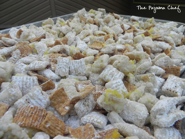 Lemon Meringue Pie Puppy Chow - easier than pie, but just as delicious! #bookclubcookbookCC | thepajamachef.com