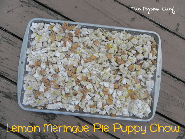 Lemon Meringue Pie Puppy Chow - easier than pie, but just as delicious! #bookclubcookbookCC | thepajamachef.com