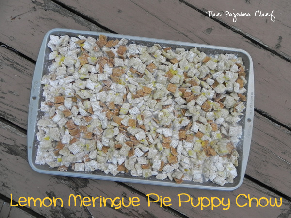 Lemon Meringue Pie Puppy Chow  - easier than pie, but just as delicious! #bookclubcookbookCC | thepajamachef.com