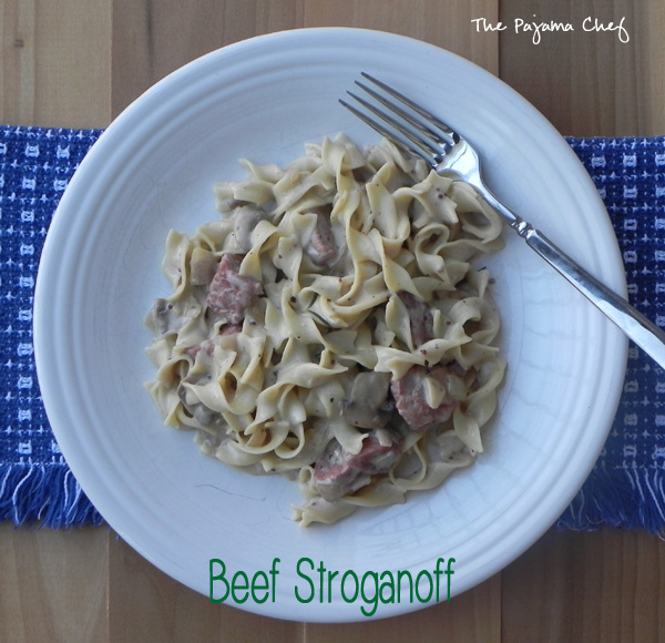Beef Stroganoff - a hearty, creamy, delicious family dinner via thepajamachef.com #bookclubcookbookCC