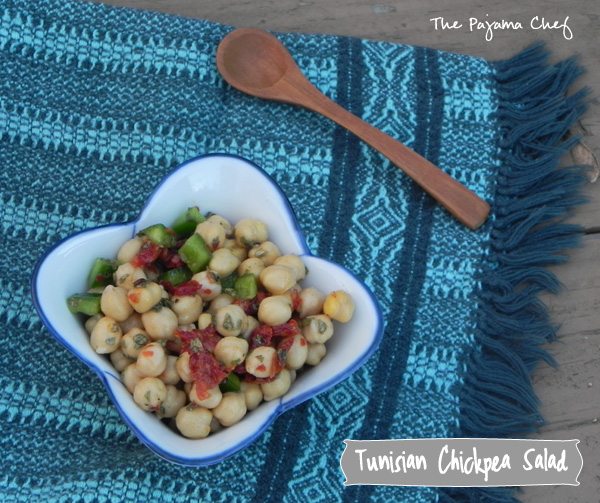 Tunisian Chickpea Salad... an easy, delicious side dish! #secretrecipeclub #src via thepajamachef.com
