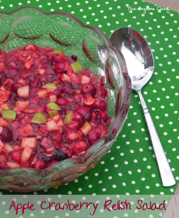 Apple Cranberry Relish Salad... A fun, flavorful, refreshing salad combining seasonal favorites: cranberries, apples, and jello! Mmm! 