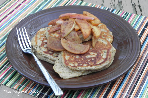 Sweet and nutty, these Apple Peanut Butter Pancakes with Sautéed Cinnamon Apples are a great way to start your day! #FreshTastyValentines