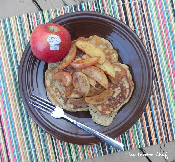 Sweet and nutty, these Apple Peanut Butter Pancakes with Sautéed Cinnamon Apples are a great way to start your day! #FreshTastyValentines