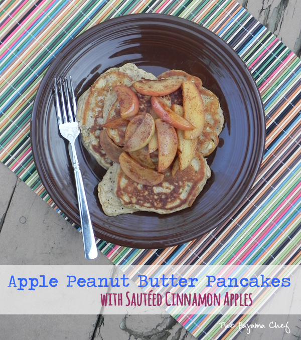 Sweet and nutty, these Apple Peanut Butter Pancakes with Sautéed Cinnamon Apples are a great way to start your day! #FreshTastyValentines