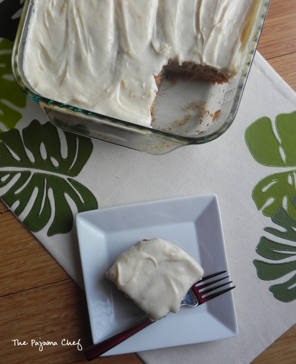 Brighten up your Valentine's Day celebration with this refreshing Grapefruit-Walnut Sheet Cake! You won't want to miss the grapefruit cream cheese frosting! :) #FreshTastyValentines